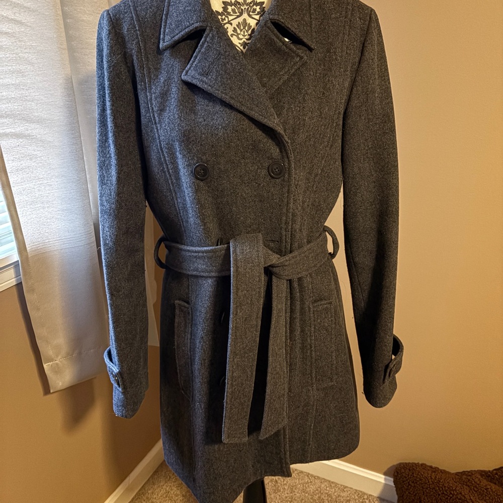 Old Navy Charcoal Double-Breasted Trench Coat
